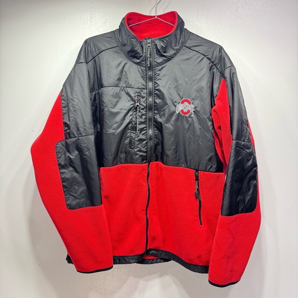 Ohio State Official Merchandise Fleece & Nylon Zip Front Jacket OSU Buckeyes